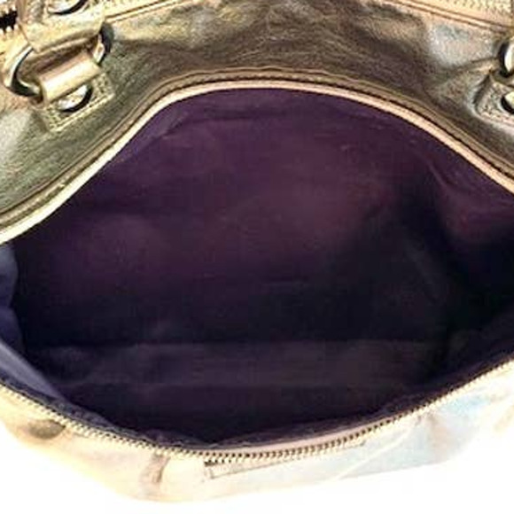 Coach Poppy Silver Pleated Metallic Leather Glam Tote Large - Picture 10 of 14